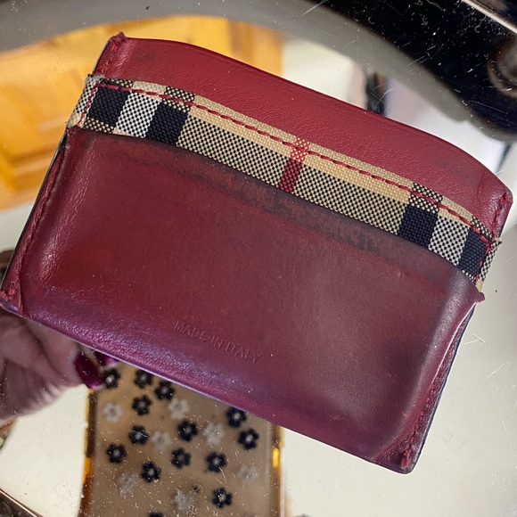 BURBERRY Red/Nova Check Leather Card Wallet🔥GUC - Picture 4 of 4